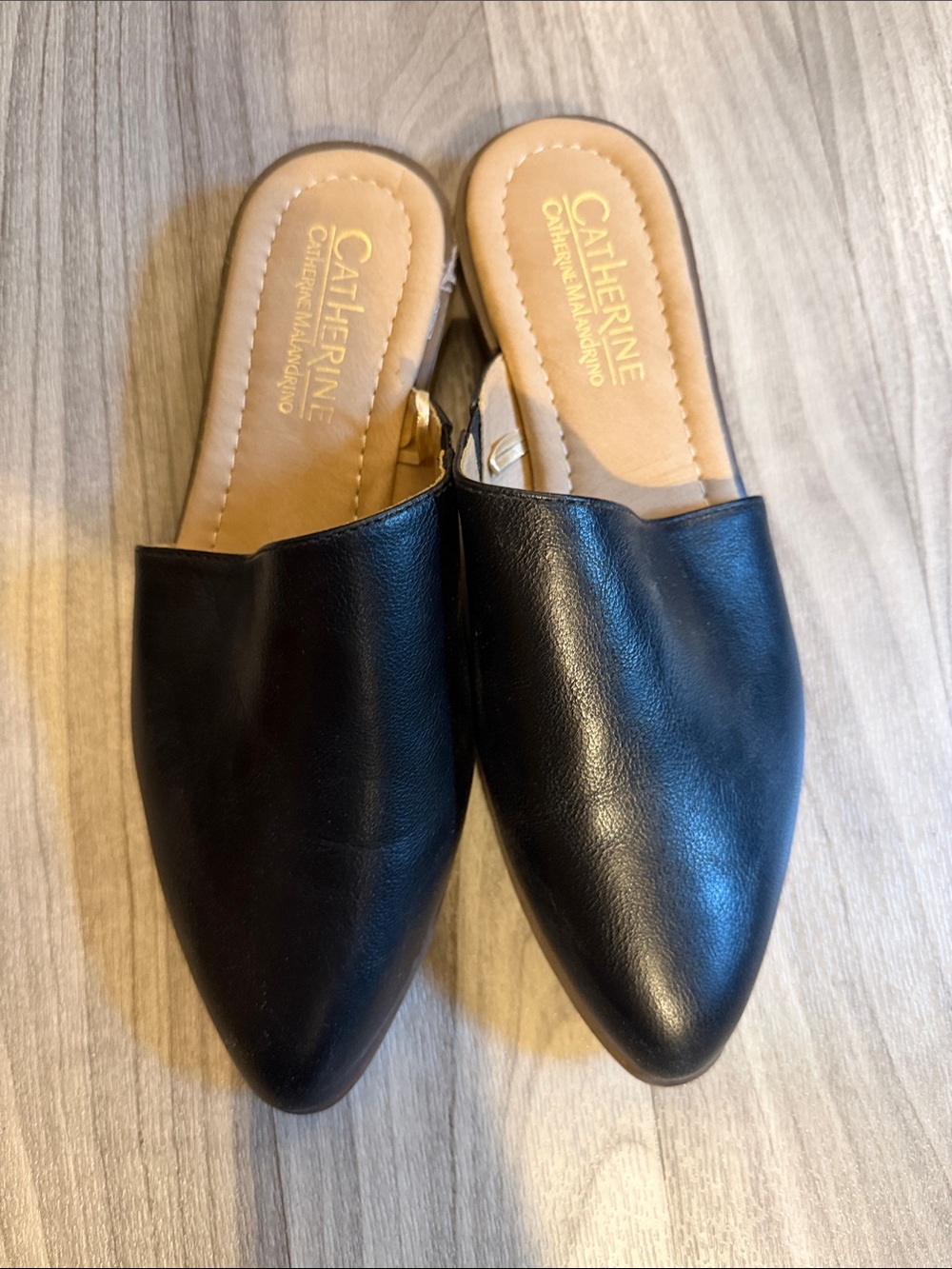 Catherines Black Pointed Toe Slip-On Mules